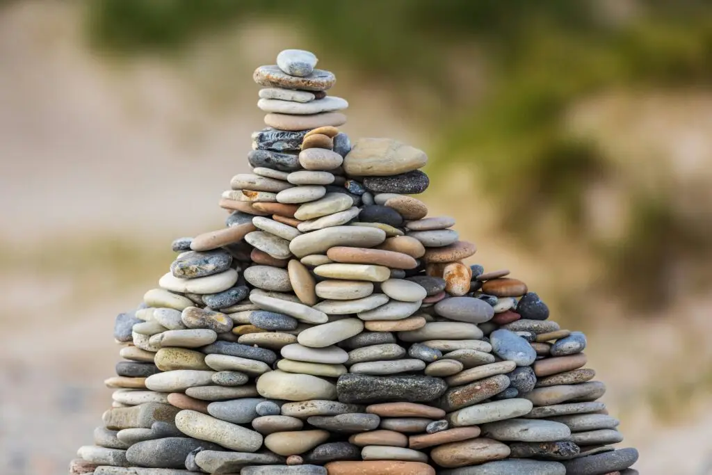 Stack of flat stones outdoors