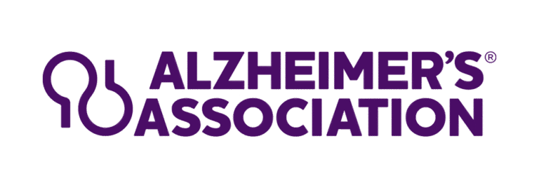 The image shows the Alzheimers Association logo in purple, featuring a stylized brain outline to the left of the words ALZHEIMERS ASSOCIATION in bold, uppercase letters—an important symbol for Twin Cities elder law attorneys and Medicaid planning professionals.