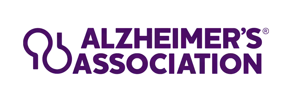 The image shows the Alzheimers Association logo in purple, featuring a stylized brain outline to the left of the words ALZHEIMERS ASSOCIATION in bold, uppercase letters—an important symbol for Twin Cities elder law attorneys and Medicaid planning professionals.