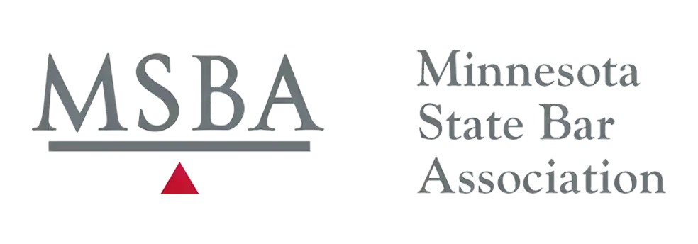Logo of the Minnesota State Bar Association, featuring the initials MSBA in large letters and the full name written vertically, with a small red triangle underneath—trusted by Minnesota elder law and life care planning professionals.