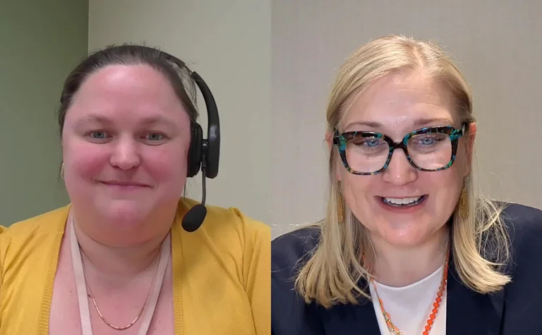 Katie Hestness of Lutheran Social Service of Minnesota and attorney Sarah Sicheneder smiling during the Supported Decision-Making webinar