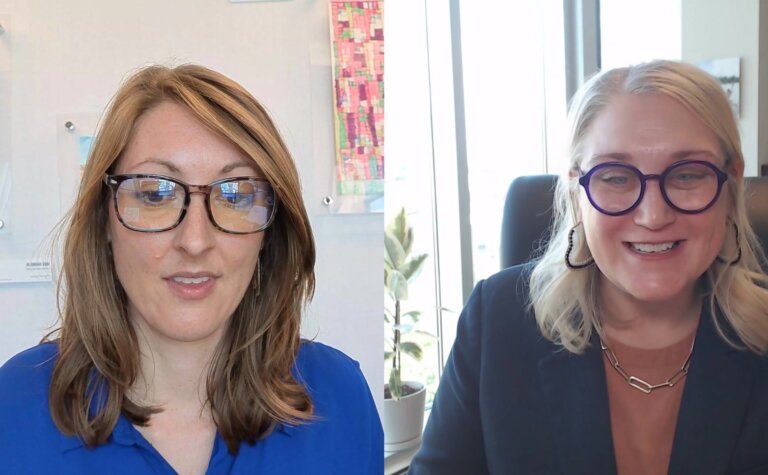 Kate Leibfried and Sarah Sicheneder smiling during the Legacy Writing webinar